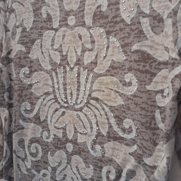 Y2K Rhinestone Embellish 3/4 Sleeve I.N.C. International Concepts Paisley Blouse - Picture 4 of 6